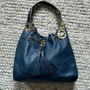Michael Kors navy leather hobo bag - EUC